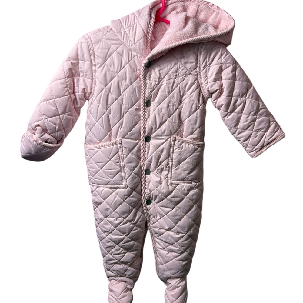Ralph Lauren Light Pink Quilted Kids Footie